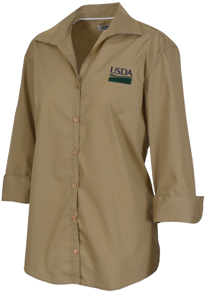 Women's Class B 3/4 Sleeve Poplin Blouse Tan