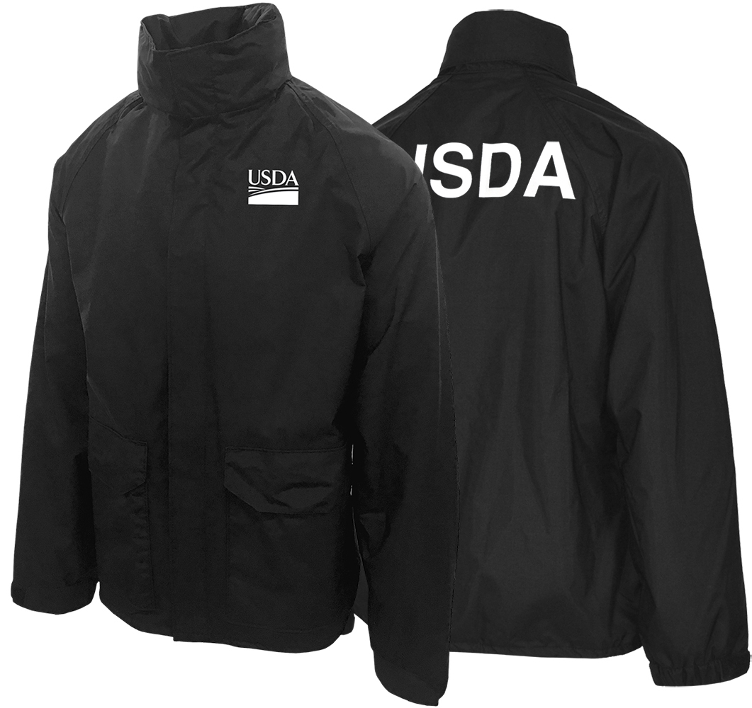 Unisex Rain Jacket with Hood USDA on Back