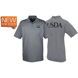Men's Class B Short Sleeve Performance Polo USDA on Back