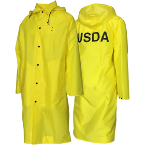 Unisex Long Rain Coat USDA on Back